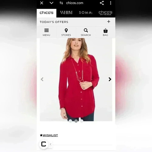 CHICO'S SIZE 2 (Large) Turquoise Pleated Back Button Down Blouse - Picture 10 of 11